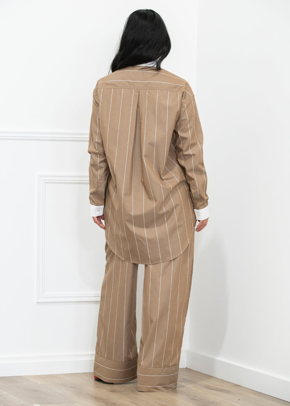 Jasper Shirt- Sand Pinstripe